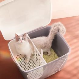 Boxes Villa Cat Litter Box Wc Toilet Training Kit Cage Toilet Cat Litter Box Items Mat Door Scraper Areneros Para Gato Pet Supplies