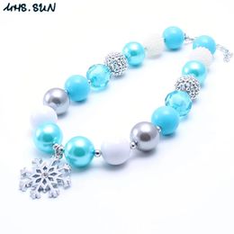 MHSSUN 2 шт. модное синее детское ожерелье со снежным цветком для девочек, детские бусины в виде жевательной резинки, ювелирные изделия для малышей 240226
