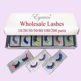 Eyewin 1020305080100200 Pairs Colour Eyelashes Wholesale 3D Mink False Eyelash Multi Coloured Fake Lashes for Party Makeup 240229