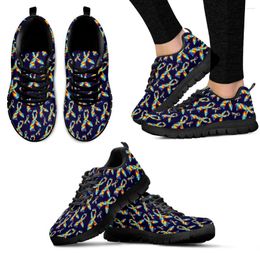 Casual Shoes INSTANTARTS Fashion Autism Awareness Designs Sneakers Comfortable Blue Black Soft Sole Snakers