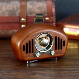 Speakers Classic vintage retro Wood FM AM SD MP3 Bluetooth Rechargeable Radio with Speaker Supports AUX Function Strong Bass Loud Volume