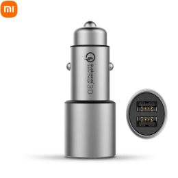 Control Original Xiaomi MI Car Charger QC 3.0 5V 3A Dual USB 9V 2A 12V 1.5A for iPhone 13 Samsung Android one Fast Charging