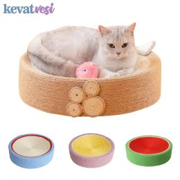 Scratchers Round Cat Scratcher Pad Sisal Weave Cats Scratching Board Multifunction Pet Bed Grinding Claws Cats Training Mat Pets Supplies