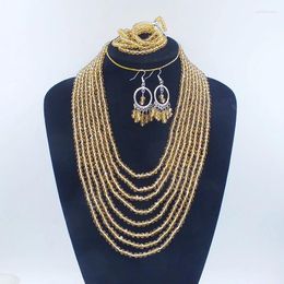 Necklace Earrings Set 8 Rows. Crystal Necklace/earrings/bracelet Set. Classic African Women's Wedding Jewellery