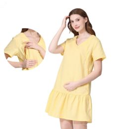 Dresses Summer Breastfeeding Maternity Clothes Plus Size Pregnant Nursing Dress Cotton Linen Casual Pregnancy Clothing For Women's Dress