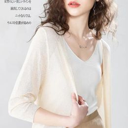 Women's Knits 2024 Spring Summer Sun Protection Clothing Women Long Cardigan Female Knitted Sweater Coat Jacket Ladies Shawl Outerwear