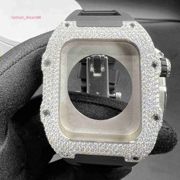 Custom stainless steel vvs wrist bands moissanite watch case bezel