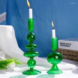 Candle Holders Party Wedding Decoration Retro Colourful Candlestick Glass Container Flower Vase Support For Slender Candles