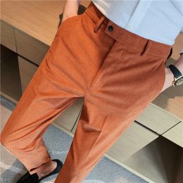 Pants 2023 Brand clothing Men Winter Leisure Corduroy Suit Trousers/Male Slim Fit Fashion business leisure Suit Pants Plus size 2936