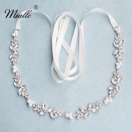 Dresses Miallo Fashion Flowers Austrian Crystal Pearls Wedding Belts & Sashes for Dress Jewellery Accessories Bridal Women Sash