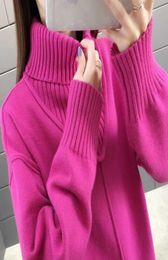 4 Colors Winter New Turtleneck Women Sweaters And Pullovers Pink Loose Thicken Warm Lady Pulls All Match Outwear Coat Tops G109688333