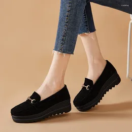 Casual Shoes Suede Leather Womens Designer Wedge Sneakers Slip On Ladies Moccasins Flat Loafers For Women Zapatos Mujer
