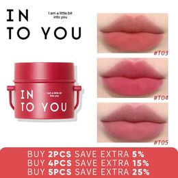 INTO YOU Makeup Bucket Lip Muddy Texture Gloss Long Lasting Red Lipstick Tint Velvet Matte Mud Prodect 240220