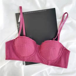 Yoga Outfit Gather Underwear Women's Small Chest Anti-Sagging Bra Set Lace Soft Comfortable Breathable Wipe Sexy No Underwire