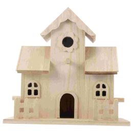 Nests Wooden Bird House Bird Nest Box Hanging Birdhouse Outside Wood Birds Nest Box Garden Indoor Ornament Natural Cedar