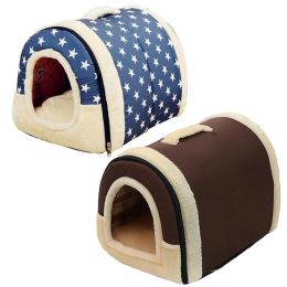 Pens Folding Plush Dog House Puppy Pet Large Medium Indoor Dog Bed Convertible Sofa Kennel Tapisseries Pet Supplies Houses Habitats