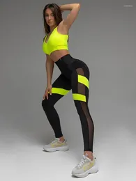 Women's Two Piece Pants Gymdolphins Sports Suit Bra & Skinny Patchwork Mesh High Waist Leggings Fitness Yoga Sets 2024 Spring Summer