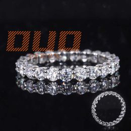 14k round shape moissanite ring 2mm synthetic stone wedding eternity band for women