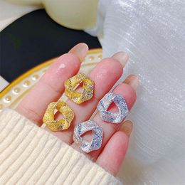 Instagram Fashion Metal Geometric Irregular Folded Earstuds Simple and Cold Style Hollow Earrings