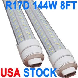 R17D Rotatable HO Base 8FT LED Tube Light 144W, Replacement 300W Fluorescent Lamp Shop Lights, 8FT, Dual-Ended Power ,6000K for Warehouse Garage Cabinet crestech