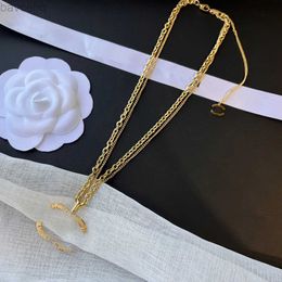 Luxury Pendant Necklaces Brand Designer Pendants Double Layer Gold Plated Stainless Letter Choker Necklace Chain Jewellery Accessories Gifts Size Adjustable 2432