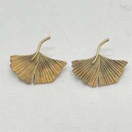 Europe America Luxury Jewelry Leaf Fan-shaped Vintage Earrings Women Model Runway Trendy