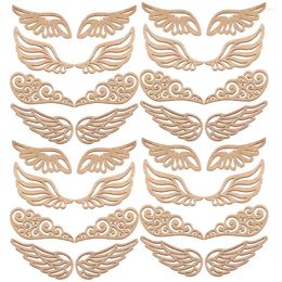 Decorative Figurines Wood Wings Cutouts Angel Wing Shape Ornament Embellishment DIY Tags Natural Chip Perforated Patch