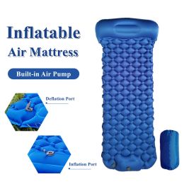 Mat New Outdoor Sleeping Pad Camping Iatable Mattress with Pillows Travel Mat Folding Mat Ultralight Air Cushion Hiking Trekking