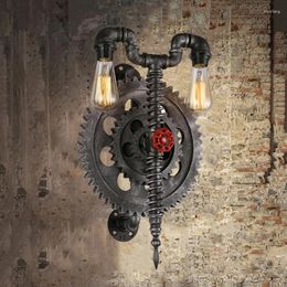 Wall Lamp Retro Loft Vintage Gear Water Pipe Light Restaurant Living Room Bedroom Aisle Cirrodor Bar Club Cafe Sconce Bra