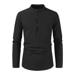 Men's Dress Shirts Comfortable Mens Tops Shirt Soft Solid Colour T Breathable Button Top Casual Cotton Blend