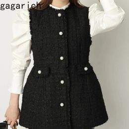 Gagarich Women Fashion Tank Spring Japanese Style Pearl Fringed Vest Fragrant Tweed Elegant Lady Top Clothing 240226