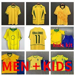 94 98 02 04 Brasil Vintage jersey ROMARIO RIVALDO BraziLS CARLOS Ronaldinho camisa de futebol Ronaldo KAKA 1994 1998 2002 2004 PELE Retro soccer jerseys men kids kit