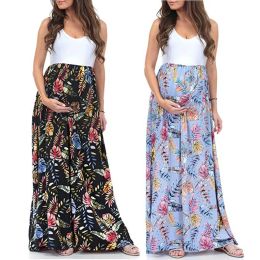 Dresses Maternity Dress 2021 Women Sleeveless Maternity Pregnancy Clothes Pregant Women Dress Ruched Long Maxi Splicing Dress