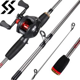 Combo Sougayilang Fishing Rod Reel Combo 1.7m 5 Sections Casting Rod and 7.2:1 Gear Ratio Max Drag 8kg Baitcasting Fishing Reel Tackle