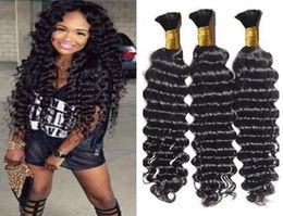 8A brazilian deep wave hair bulk 3pcs lot no weft human hair for braiding unprocessed products7175907