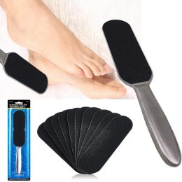 Tool Disposable Replace Pads Cracked Skin Pedicure Callus Remover Stainless Steel Metallic Foot File with Long Handle