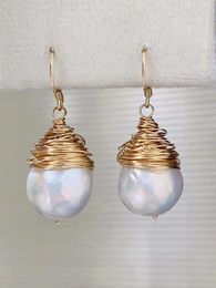 Dangle Earrings SGARIT Pearl Jewellery 14K Filled Gold 12-13mm Natural Freshwater Pearls Party Wedding Drop For Women