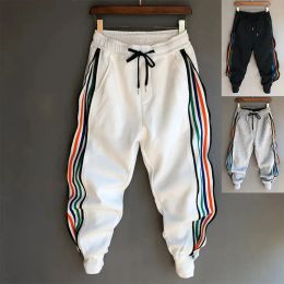 Pants Homme Fashion Hip Hop Streetwear Men Striped Patchwork Harem Pants Korean Loose Fit Cuffed Jogger Sweatpants Trousers For Male