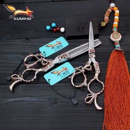 Scissors Shears KUMIHO free shipping hair scissors 6 inch hairdressing scissors kit beauty salon made of Japan 440C stainless steel 240302