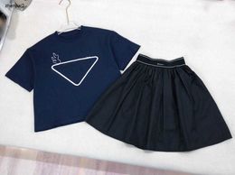 Luxury kids dress sets Geometric logo printing child tracksuits baby girl clothes Size 100-160 short sleeved T-shirt and skirt 24Feb20