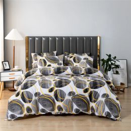 sets American Sizes Brushed Print Duvet Cover Set King Size Soft Comfortable Queen Bedding Set Durable Quilt Cover and Pillowcases