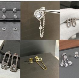 Designer's high-quality earrings, M-series single diamond sliding asymmetrical earrings, girlfriend's Valentine's Day Jewellery gift