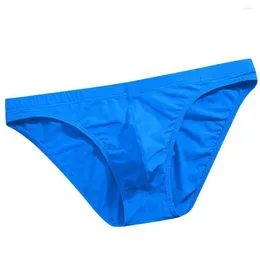 Underpants Sexy Solid Color Bulge Pouch Briefs Underwear For Men Semi-Transparent Breathable Low Waist Man Panties