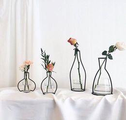 New Style Retro Iron Line Flowers Vase Metal Plant Holder Modern Solid Home Decor Nordic Styles Iron Vase3924792