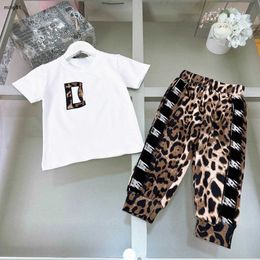 Brand girls tracksuits summer baby Two piece set kids designer clothes Size 90-150 CM child t shirt and Leopard print pants 24Feb20