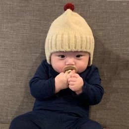 Berets Baby Knitted Bombers Hat Autumn Winter Warm Infant Ear Protection Beanie Cap Cute Solid Color Toddler Boys Girl Crochet Hats