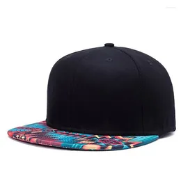 Ball Caps 2024 Women Hip Hop Flower Hat Brim Colourful Pattern Baseball Straight Buckle Men Snapback Cap Outdoor Sports Sun