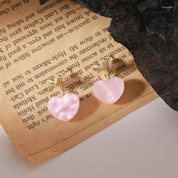 Stud Earrings Lolita Decorative Jewelry Pink Love Niche Design Sense Female Senior Heart-shaped 2024 Trendy Ear