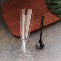 Disposable Cups Straws Flutes Goblet Cream Supplies Wine Party Cocktail Plastic Red 150ml Champagne Bar Ice 20pcs Wedding Drink