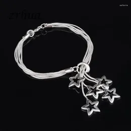 Link Bracelets ZRHUA Fashion Curved Line Design Simple Silver Colour Cubic Zirconia Women Female Party Jewellery Wholesale